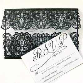 Black Lace Laser Cut Wedding Invitation [Suite]